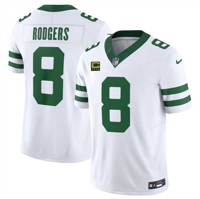 Men & Women & Youth New York Jets #8 Aaron Rodgers White 2023 F.U.S.E. With 4-Star C Patch Vapor Limited Throwback Stitched Jersey->new york jets->NFL Jersey
